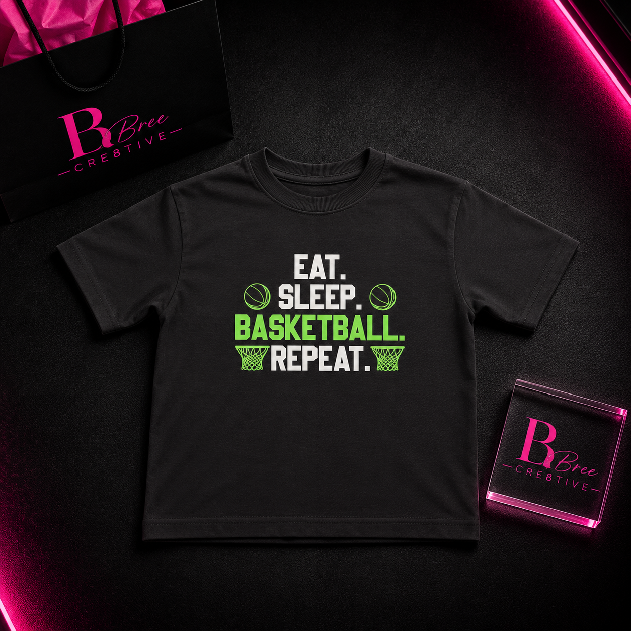 Eat Sleep Basketball Repeat Kids Graphic T-Shirt