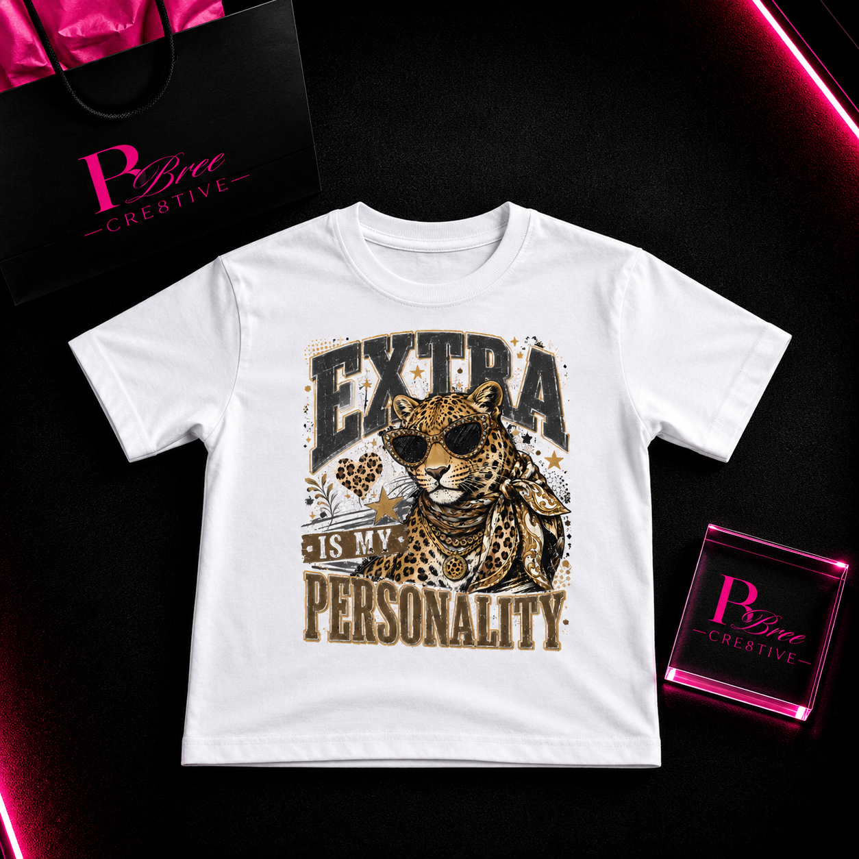 Extra Is My Personality Leopard Kids Graphic T-Shirt
